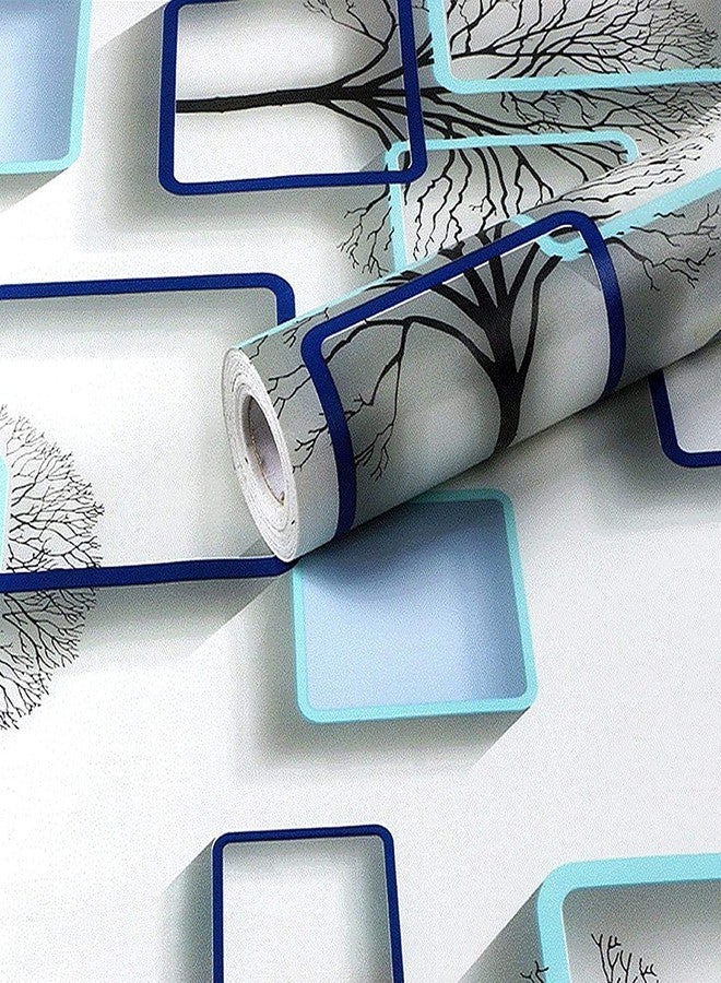 AW Marble Sticker Wallpaper for Home Walls Stylish Marble Wall Paper for Bathroom Design Self Adhesive Waterproof Removable Roll Kitchen Countertop Cabinet Furniture Laptop (Blue Lines_200x45cm) - Image 1